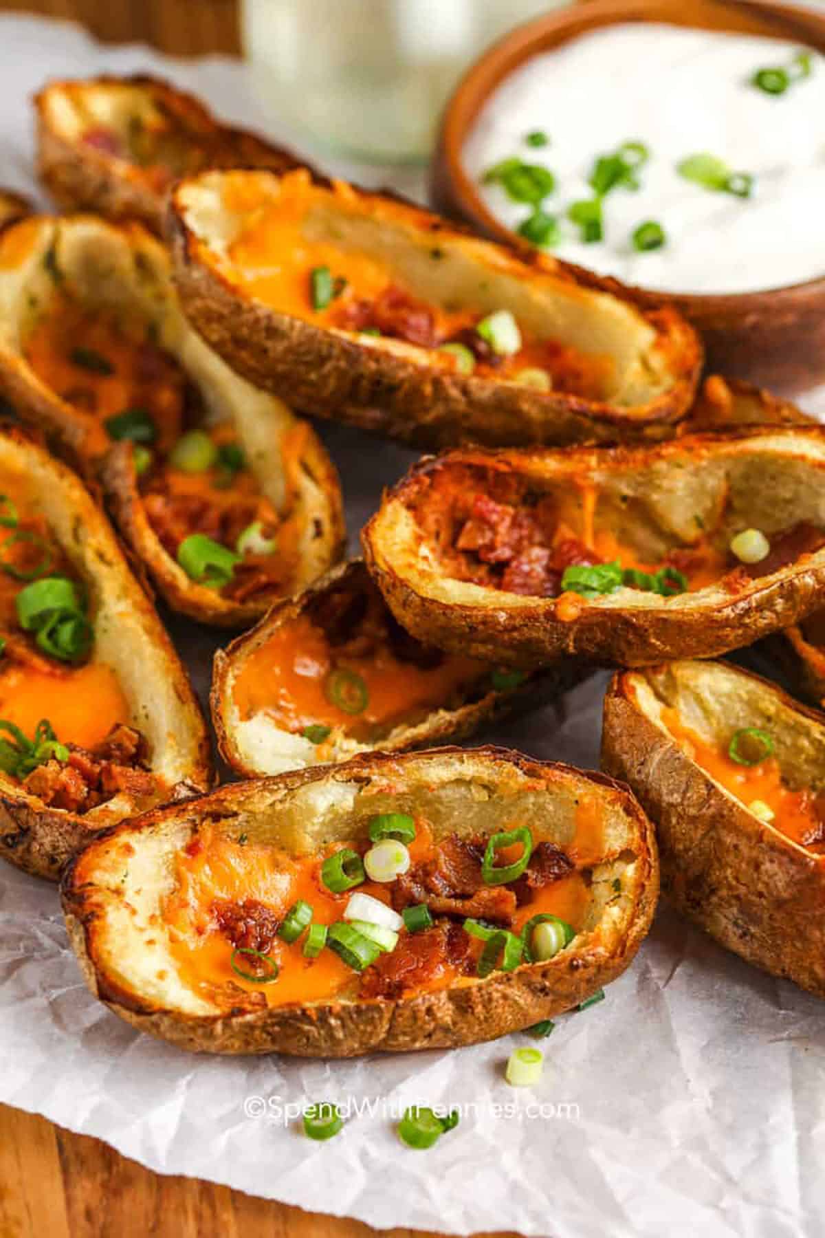 Homemade Potato Skins with sour cream