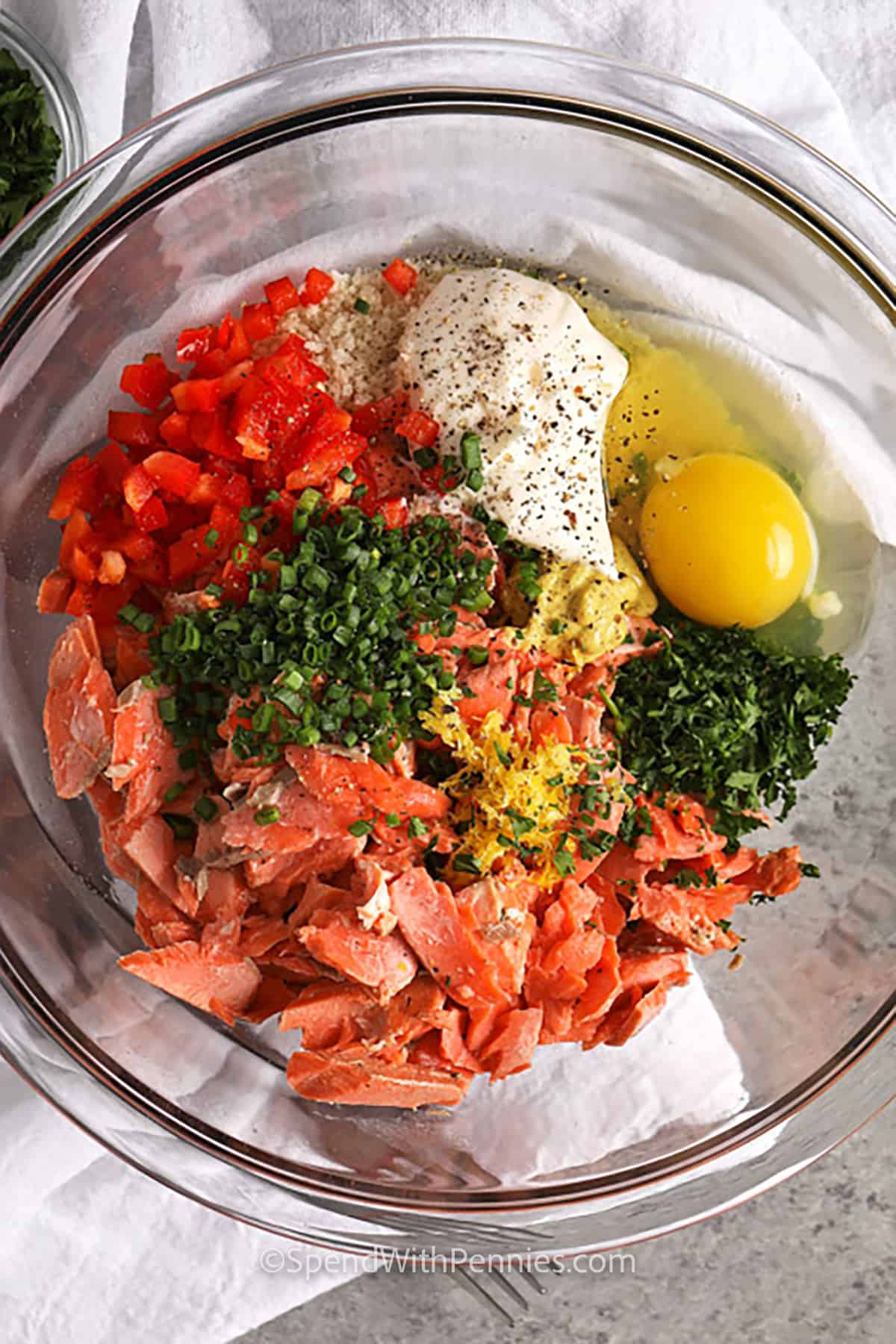 ingredients in a bowl to make Salmon Croquettes