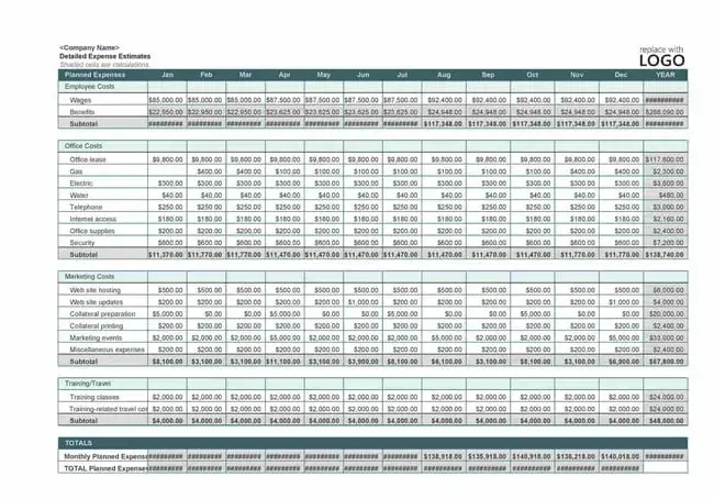 business budget template, company budget template