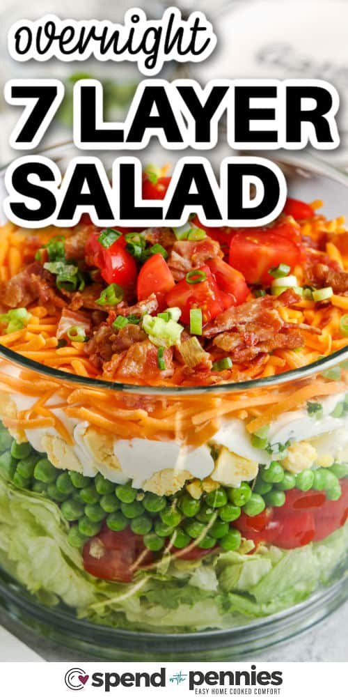 7 layer Overnight Salad with a title