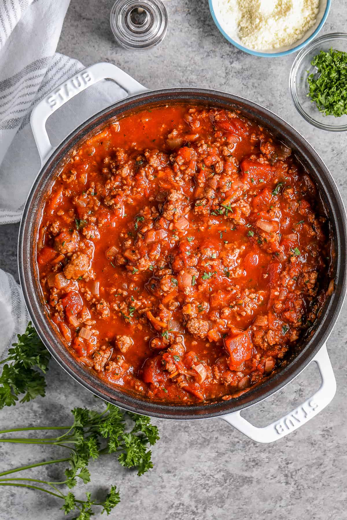 homemade spaghetti sauce in a pot