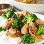 Plate of Chicken and Broccoli Stir Fry with rice