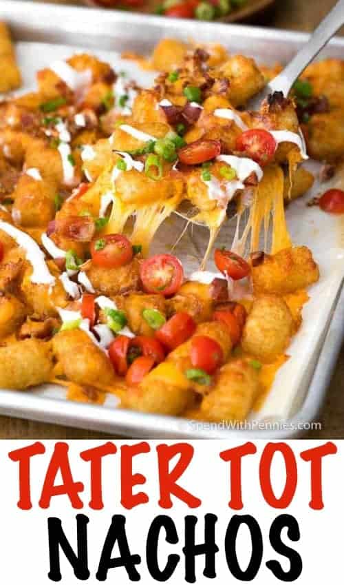 Tater Tot Nachos with a title