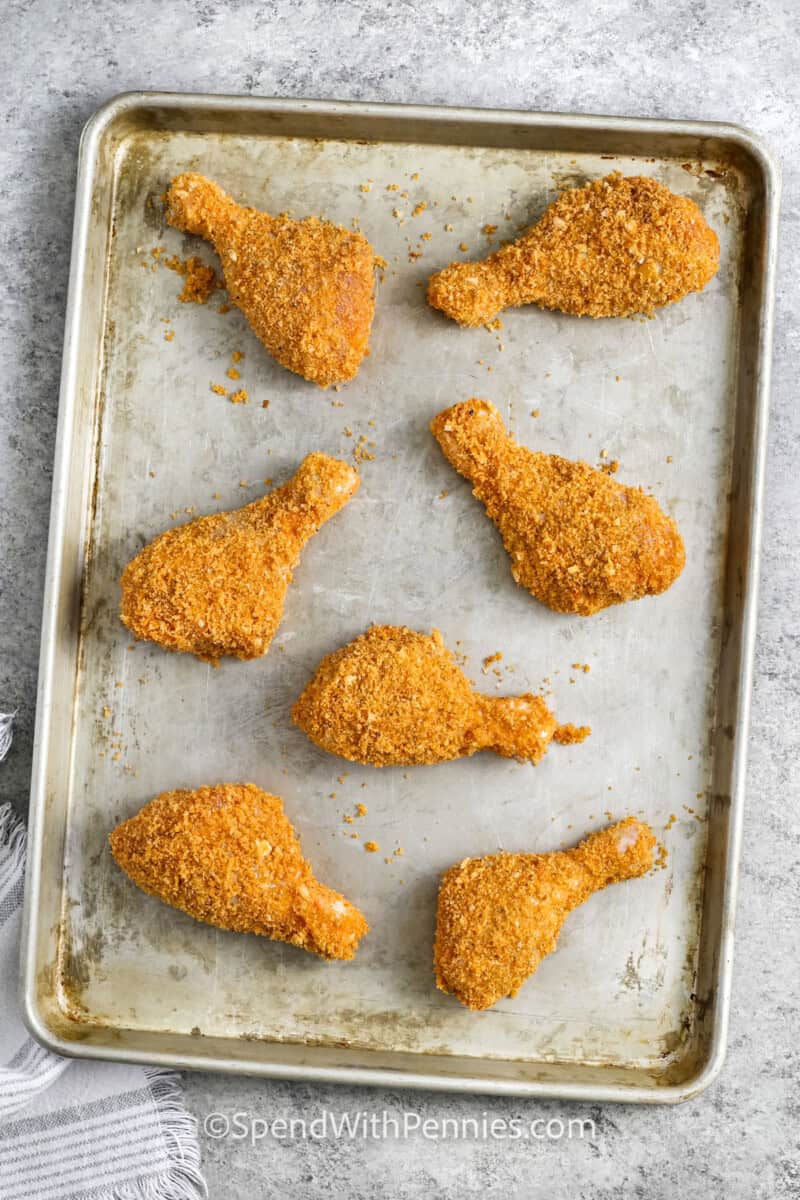 chicken with Shake and Bake on a sheet pan