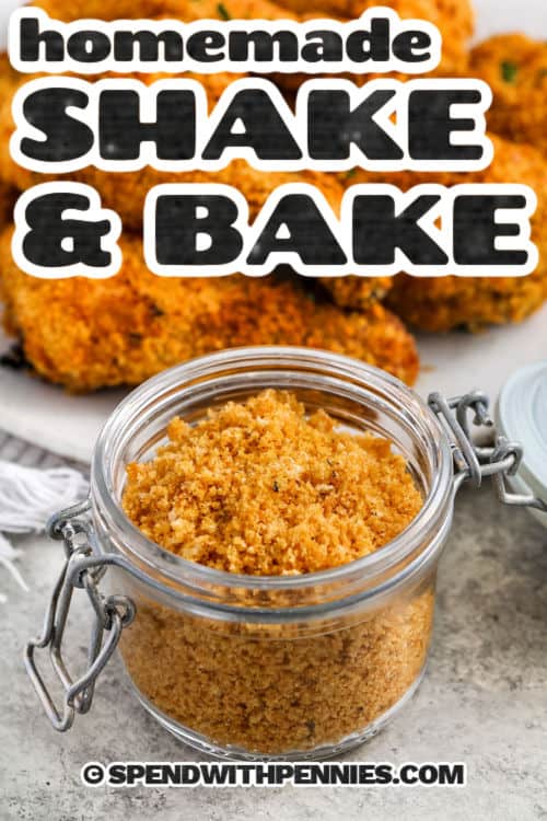 jar of Shake and Bake with a title