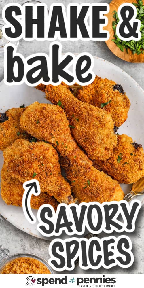 savory Shake and Bake on chicken with writing