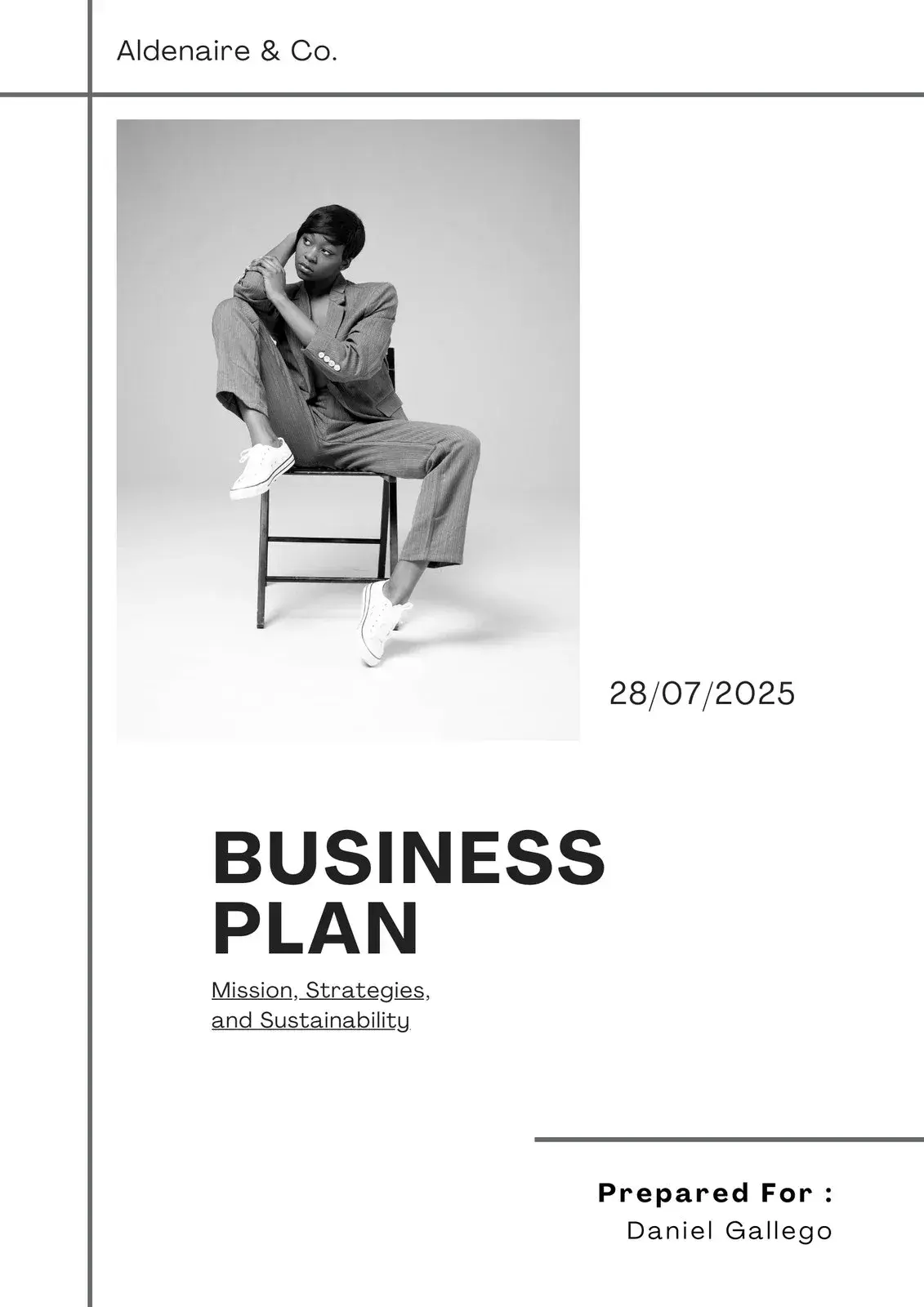 Business plan layout: cover page