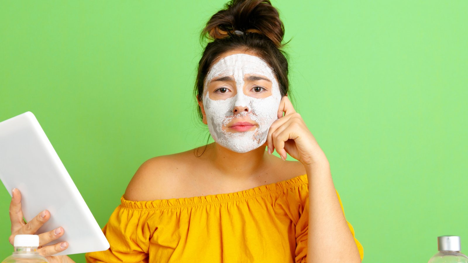 woman with face mask on