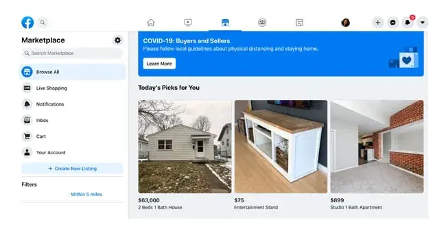 Screenshot showing what Marketplace can look like