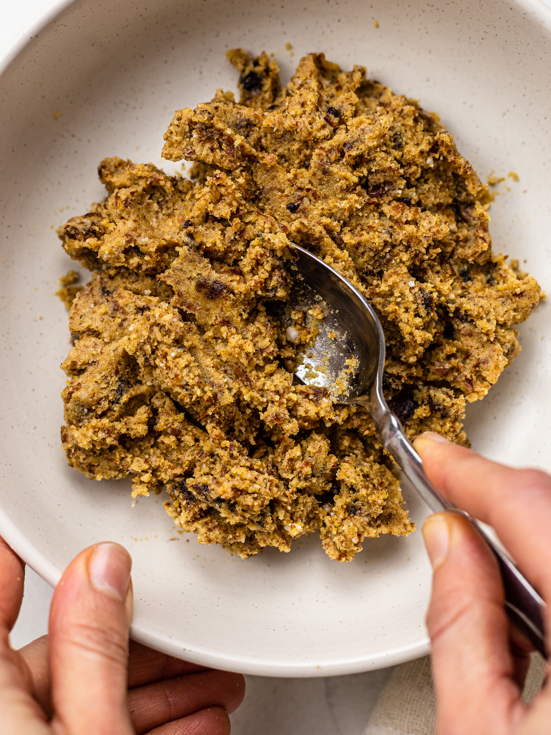 almond pulp cookie dough with dates and coconut oil