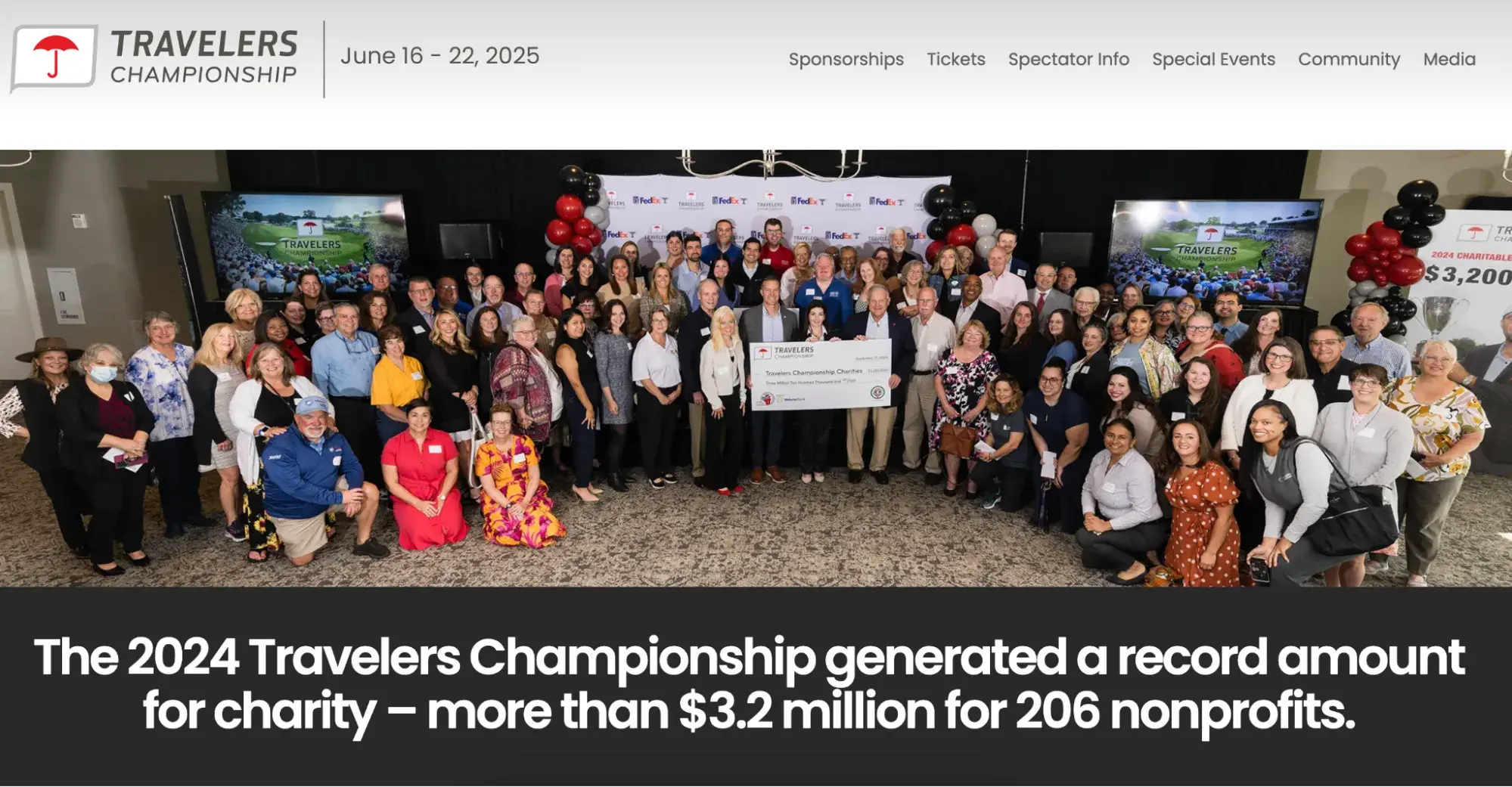 screenshot of the travelers championship website homepage