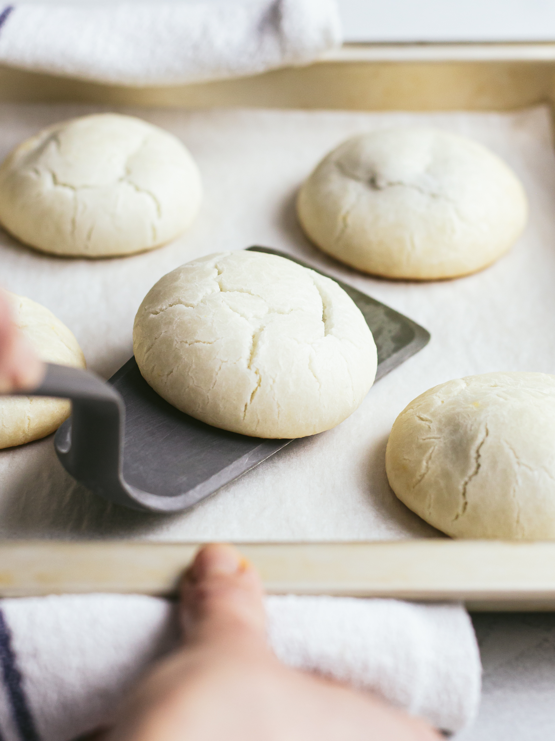 baked mochi cookies on a tray