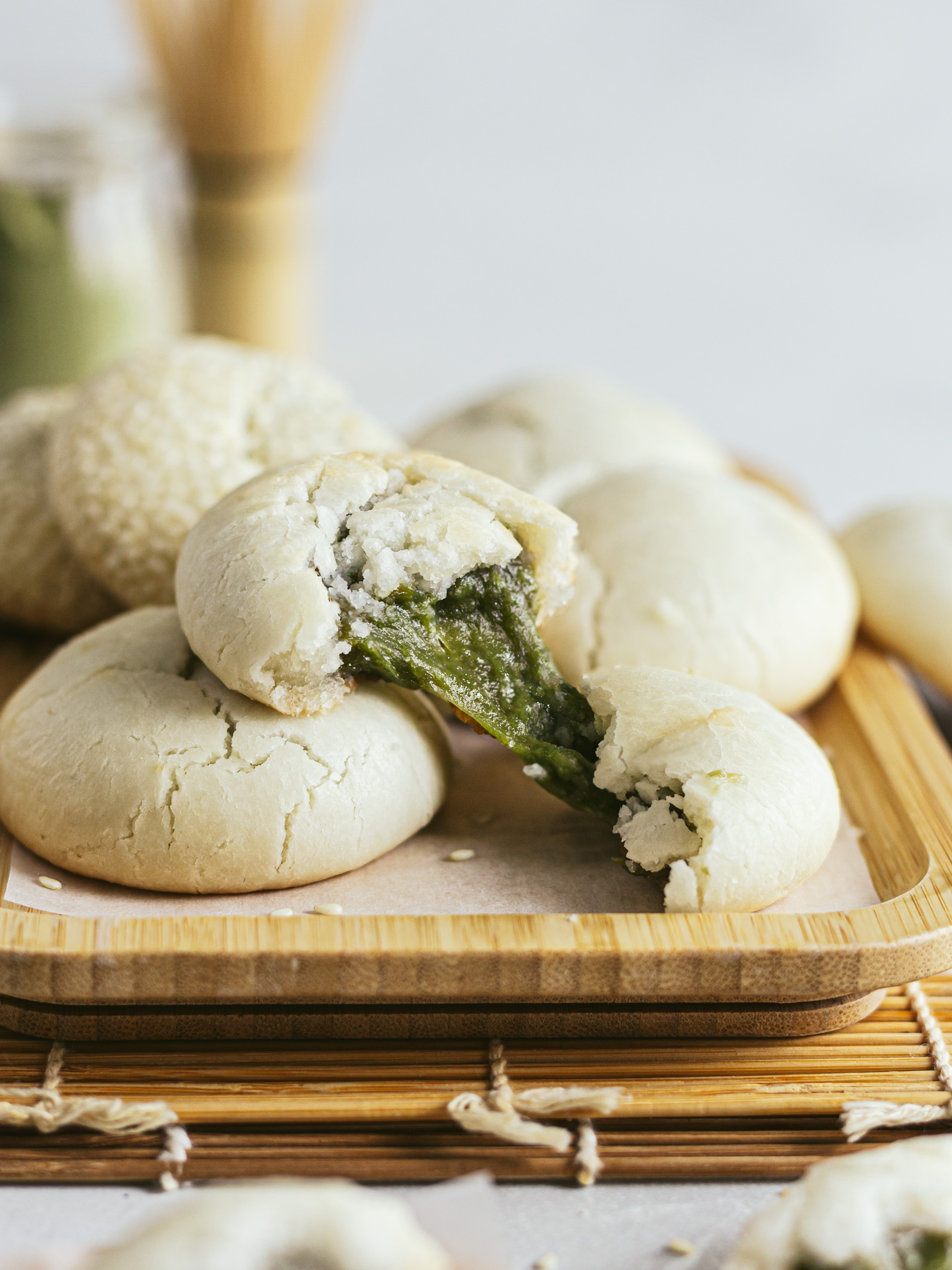 matcha mochi filled cookies