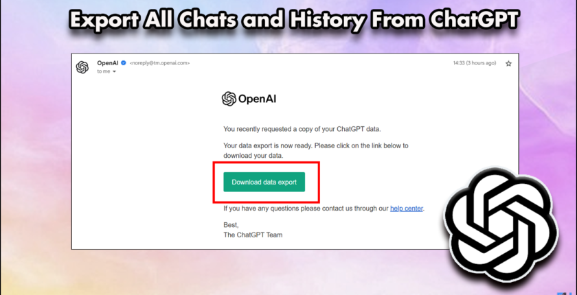 Export All Chats and History From ChatGPT